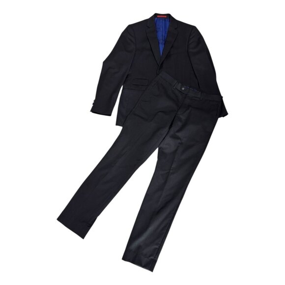 TED BAKER Luxury Designer Wool Blue Business Casual Formal Blazer Suit Mens 38R - Picture 5 of 11